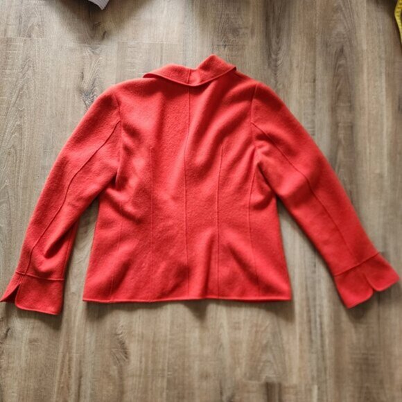 Vintage Geiger Orange Red Boiled Wool Sweater Cardigan Jacket - Picture 4 of 9